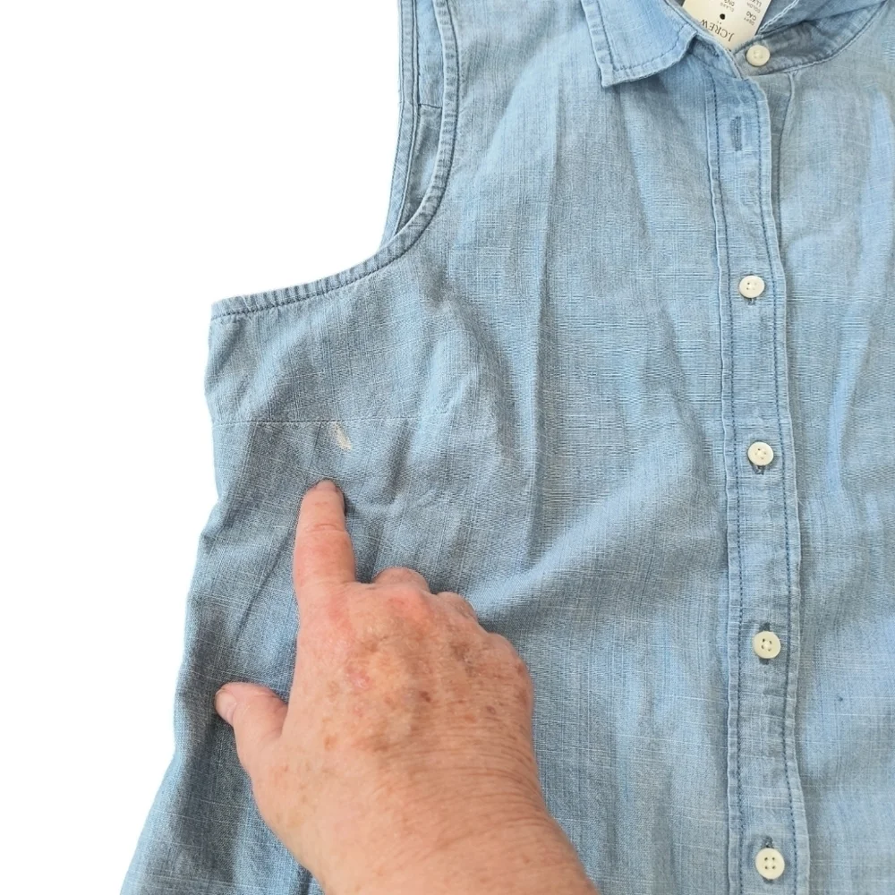 NWT J. Crew Chambray Button Up Sleeveless Blouse Size MP